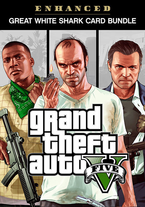 Grand Theft Auto V Enhanced + Great White Shark Card - Cover / Packshot