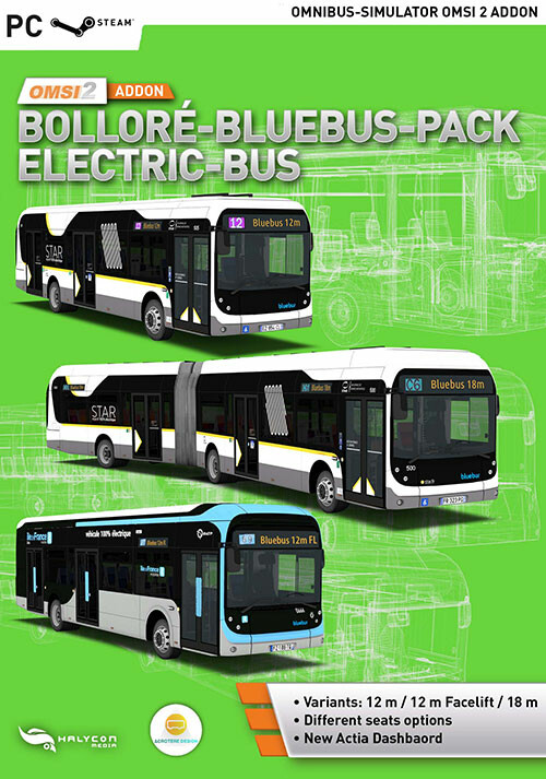 OMSI 2 Add-On Bolloré-Bluebus-Pack Elektro-Bus - Cover / Packshot