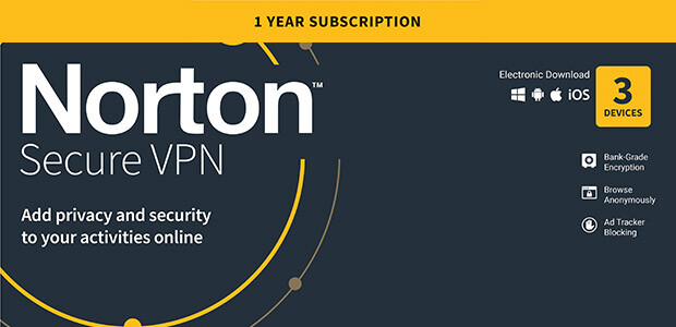 Norton Secure VPN | 3 Appareils | Abonnement d'1 An avec Renouvellement Automatique
