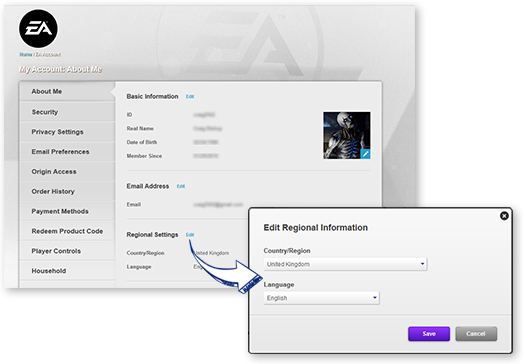 Change your region settings