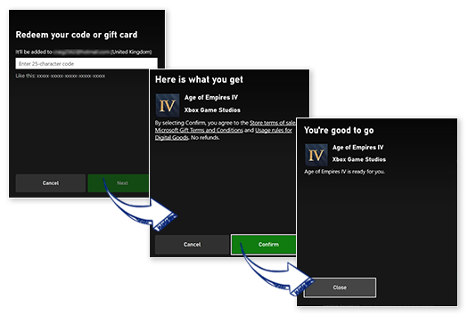 Redeem via the Xbox Website
